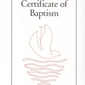 Certificate of Baptism with dove and water symbols