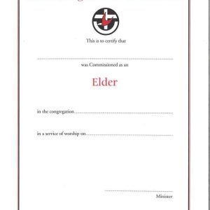 Blank Elder certificate with UCA logo
