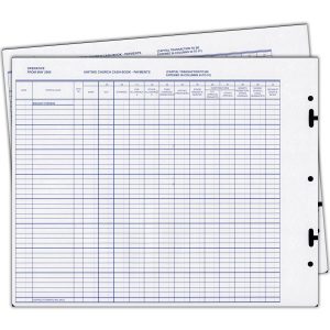 Blank UCA cash book payment transaction sheets